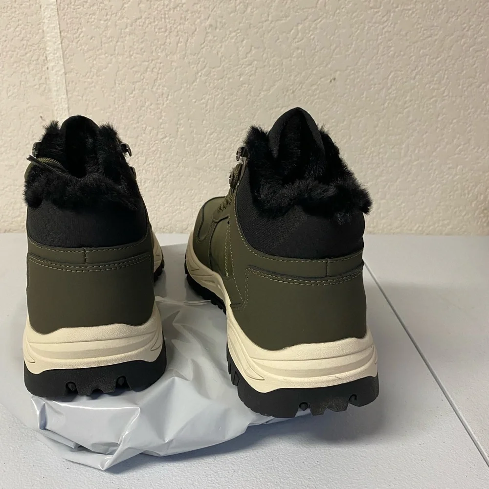 Men's Army Green Winter Snow High-Top Hiking Boots